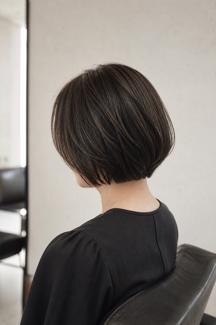 まとまりを重視した大人のショートボブ